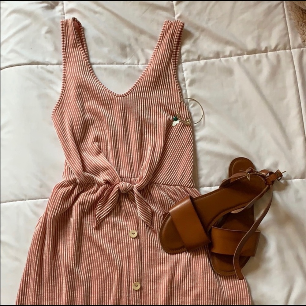 Peach Striped Tank Dress
